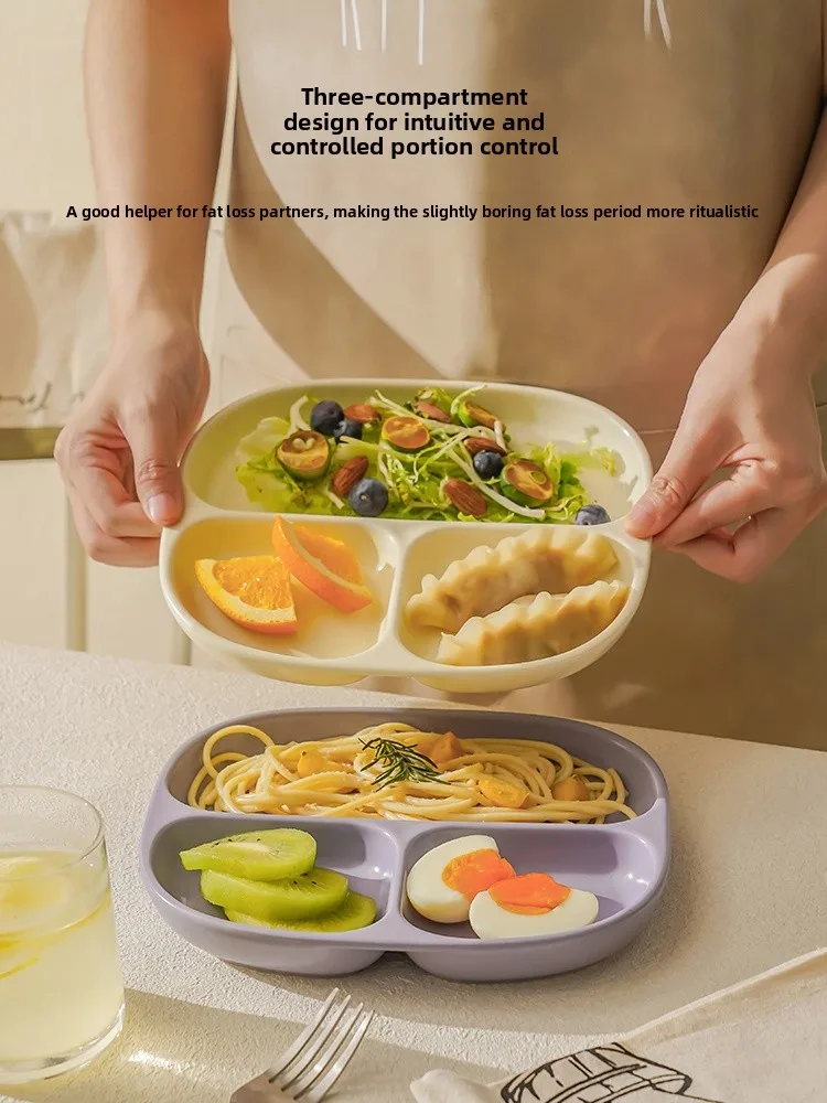 Cerc Divided Dinner Plate Adult Weight Loss Special Home Breakfast Plate Control Food Separator Di Nordic Sle Pure Color