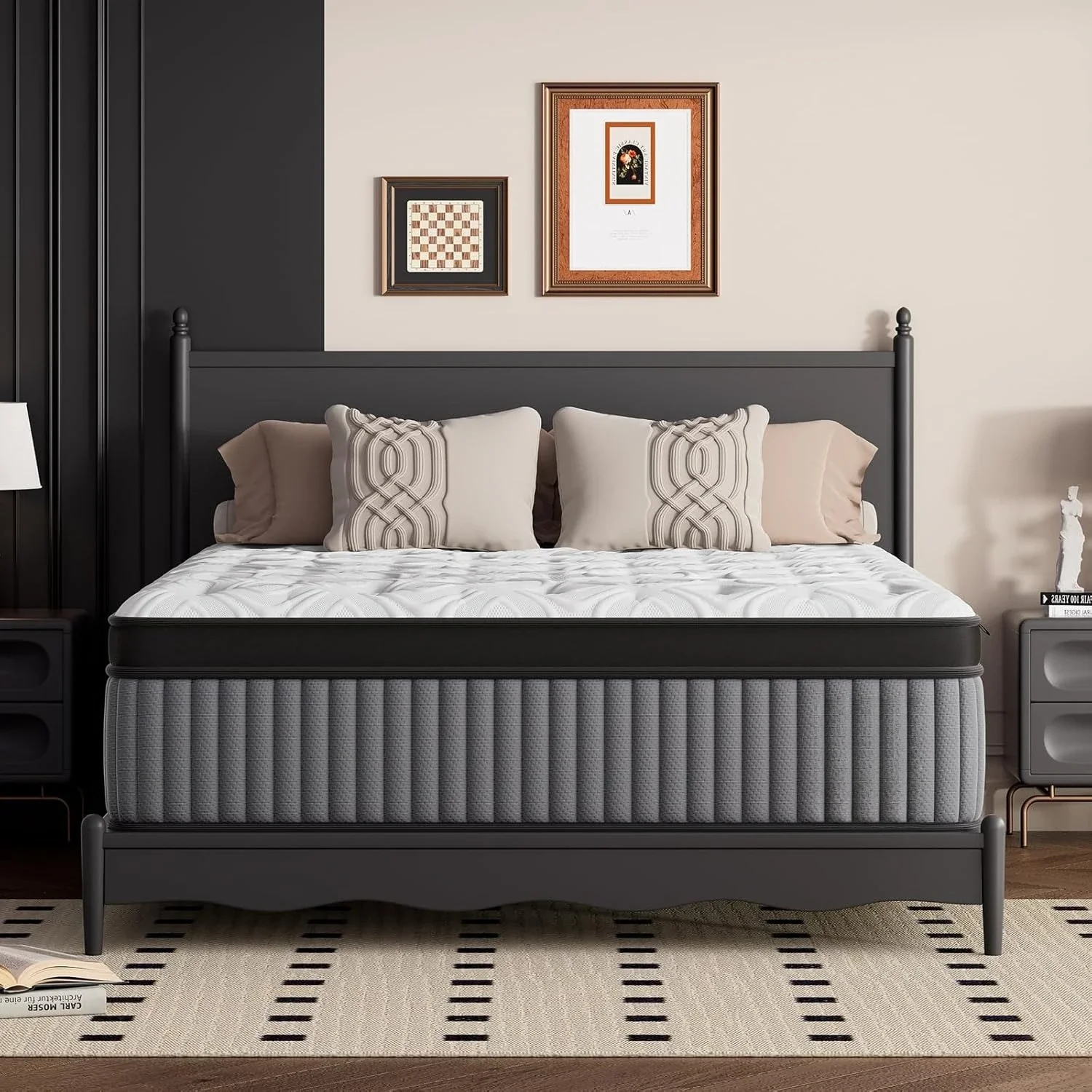 Firm King Mattress 12 Inch, 7-Zone Hybrid Mattress with Extra Lumbar Support, Deep Sleep Bed in a Box - 365-Night, Customized