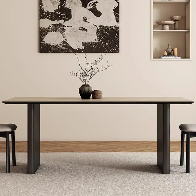 Combination Rectangular Dining Table European Center Restaurant Legs Metal Dining Table High Wood Mesas De Jantar Home Furniture