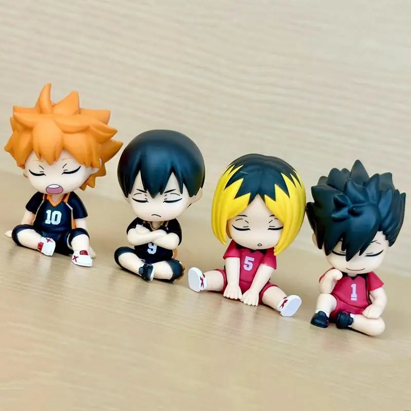 4ชิ้น/เซ็ต TAKARA TOMY gashapon haikyuu ของแท้!! ของเล่นแบบจำลองตุ๊กตาขยับแขนขาได้ท่าทางการนอนสะพายไหล่ถึงไหล่เป็นของขวัญ