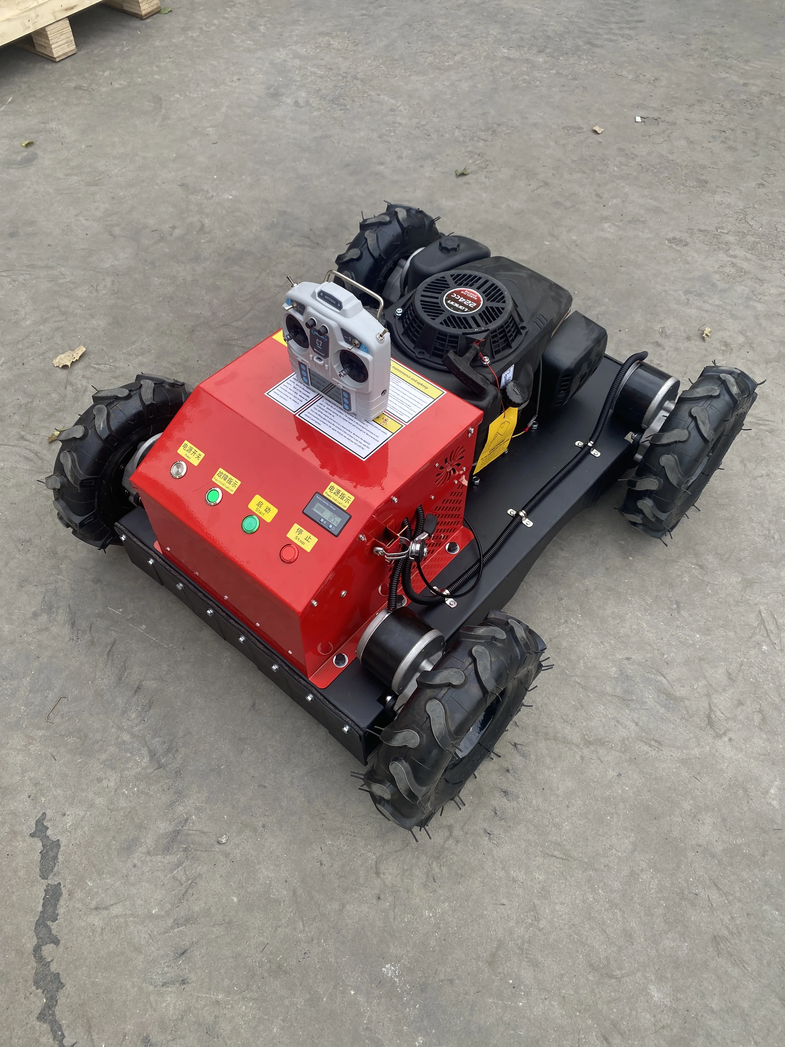 

55cm flat blade petrol remote-controlled lawn mower for farm orchard, steep slopes and grass cutting