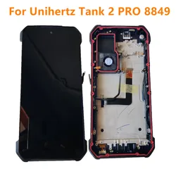 For Unihertz Tank 2 PRO 8849 Cell Phone LCD Display With Frame Touch Screen Digitizer Assembly+Fingerprint FPC+Receiver Button