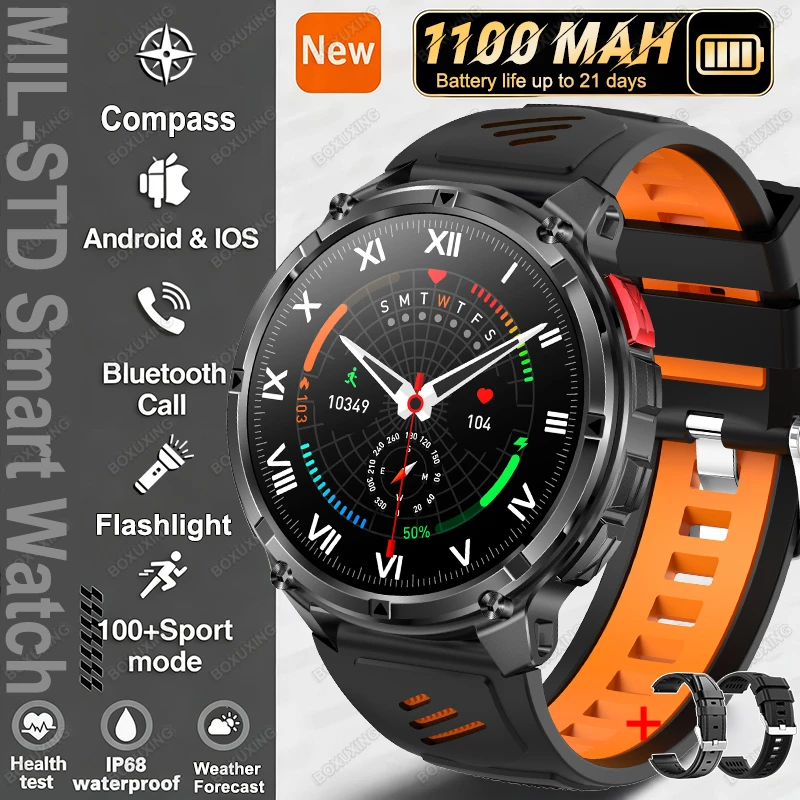 2026 Neue T-Rex 3 Ultra 1100mAh Smartwatch 5ATM Wasserdicht Outdoor-Sport GPS-Tracking Herzfrequenz-Kompass Bluetooth-Anruf Smartwatch