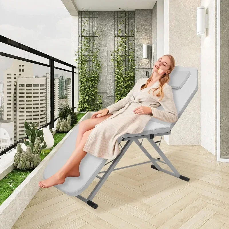 

3-Fold Beauty Bed Massage Table Portable Cosmetic Bed Adjustable Bed White/Pink/Black with Storage Bag