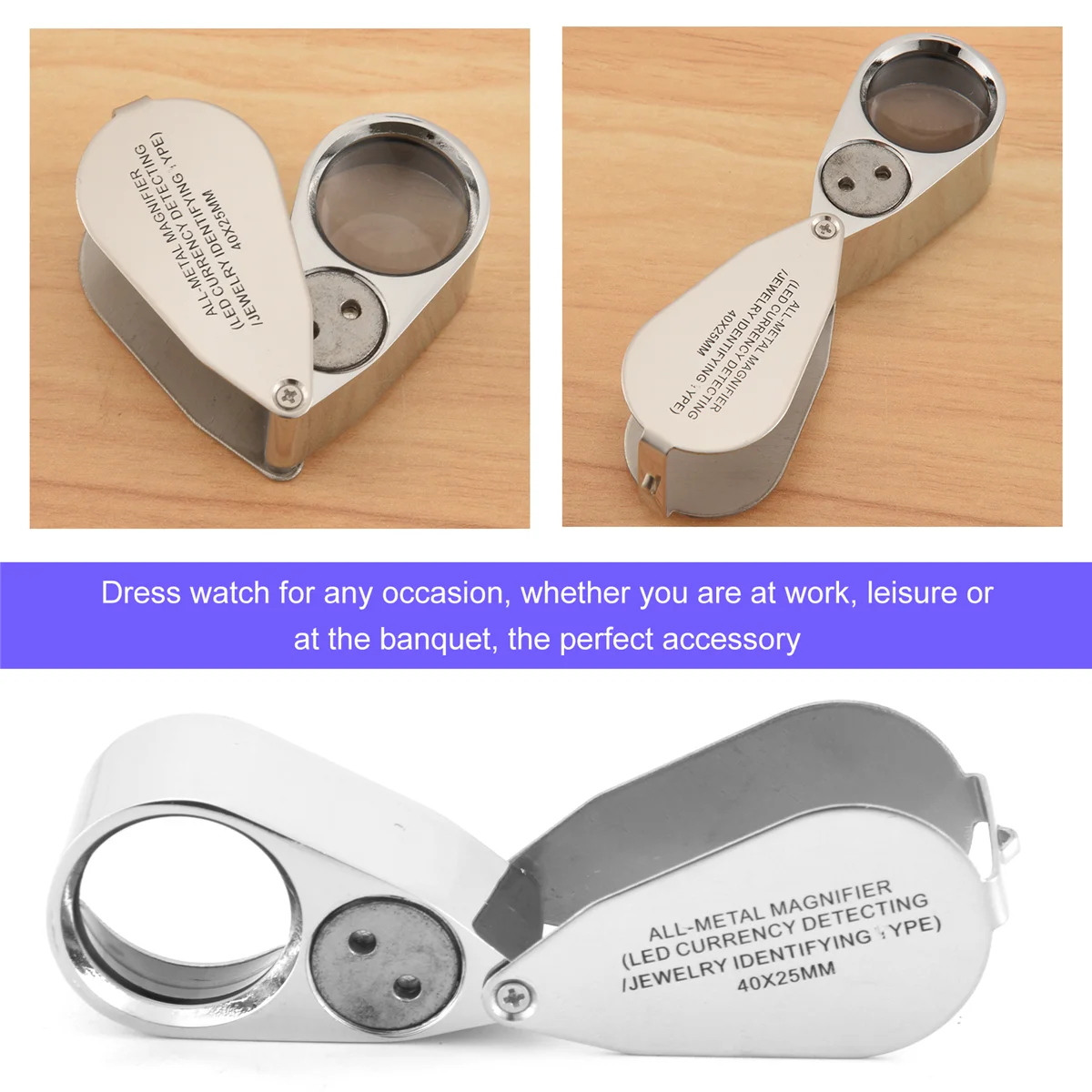 

【Горячие продажи!】40x светодиодная карманная лупа, ювелирная стеклянная петля для глаз, увеличительная лупа, УФ-свет