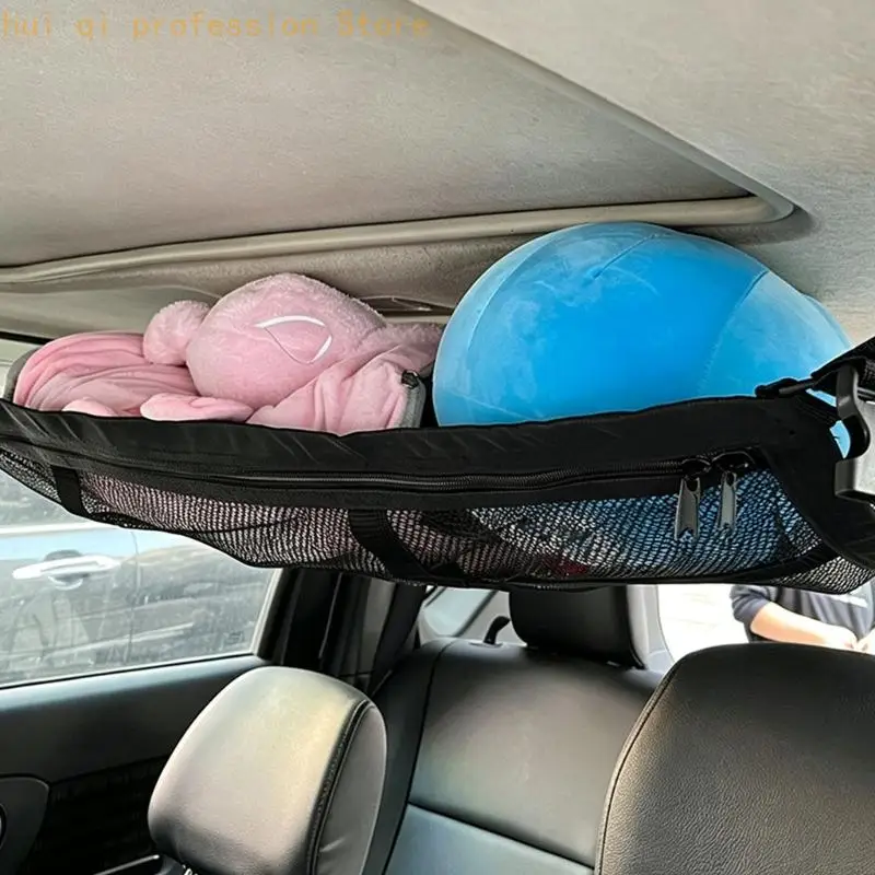 Auto-Innenraum-Organizer-Netz mit Schnallen, Riemen und Netz-Aufbewahrungstasche für Reisen H8WE – Detail 3
