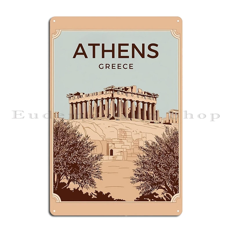 علامات أثينا المعدنية الكلاسيكية تخلق لوحات جدار الكهف ولوحات اليونان أثينا تين تسجيل ملصق