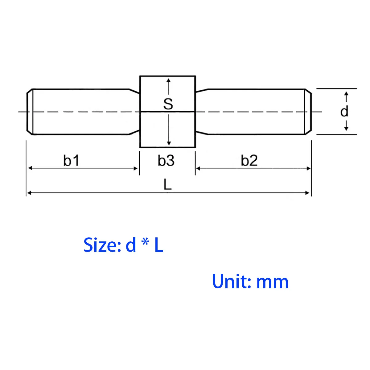 

304 Stainless Steel Left and Right Threaded Double Head Screw Positive and Negative Threaded Rod M3-M16
