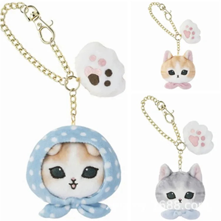 New Cattoon Anime Mofusand Paw Plush toy Keychain kawaii Mini Shark Cat Stuffed Animals cat paw Small Pendant Bag Charm Gifts