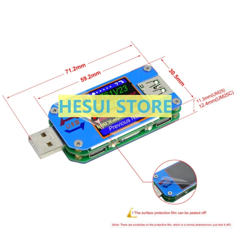 Imagem -04 - Testador de Carregamento de Tela Colorida Resistência Amperímetro de Tensão Detecção Tipo-c App Android Usb2.0 Um25c