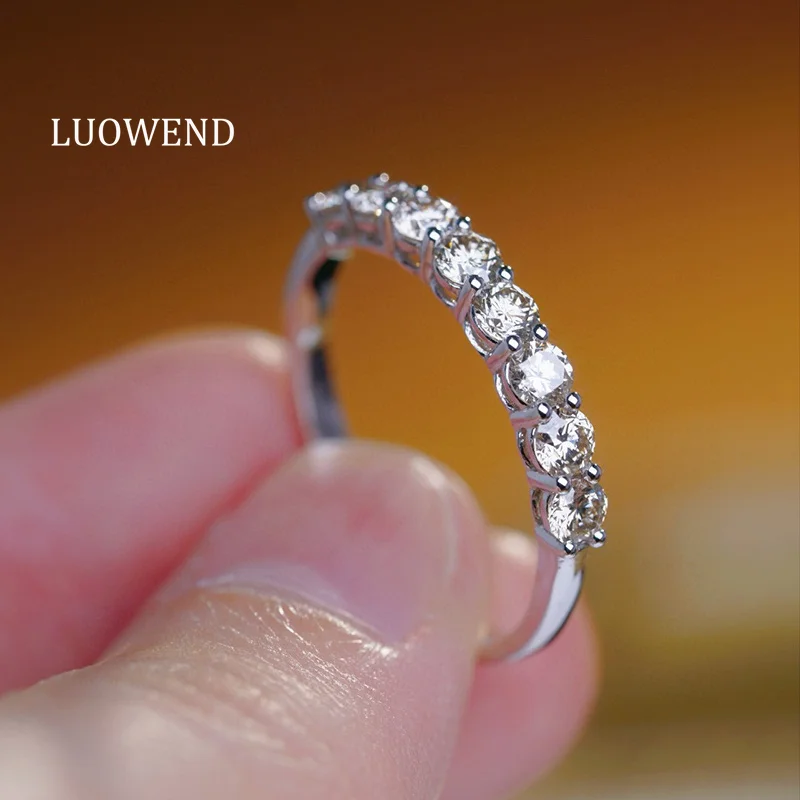 

Кольца LUOWEND из 100% белого золота 18 карат, роскошный классический дизайн, 0,90 карата, обручальное кольцо с настоящим натуральным бриллиантом для женщин, ювелирные изделия