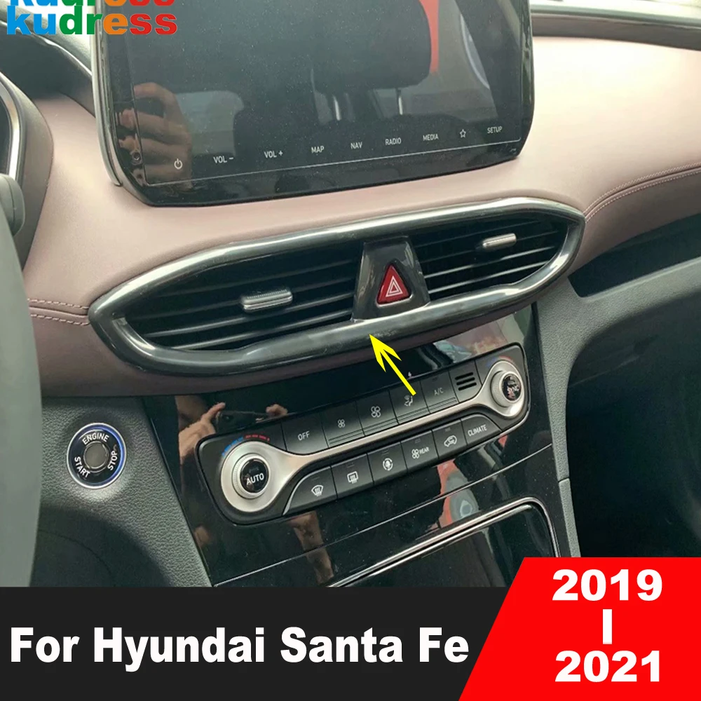 

Car Front Center Air Condition Outlet Vent Cover Trim For Hyundai Santa Fe 2019 2020 2021 Carbon Fiber Interior Accessories