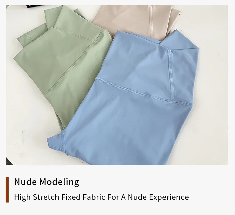 Neue Farbserie Damen Yoga-Leggings mit hoher Taille, elastisch, ohne unschöne Linien, hüfthebend, bequem, für Laufen, Outdoor und Radfahren – Detail 4