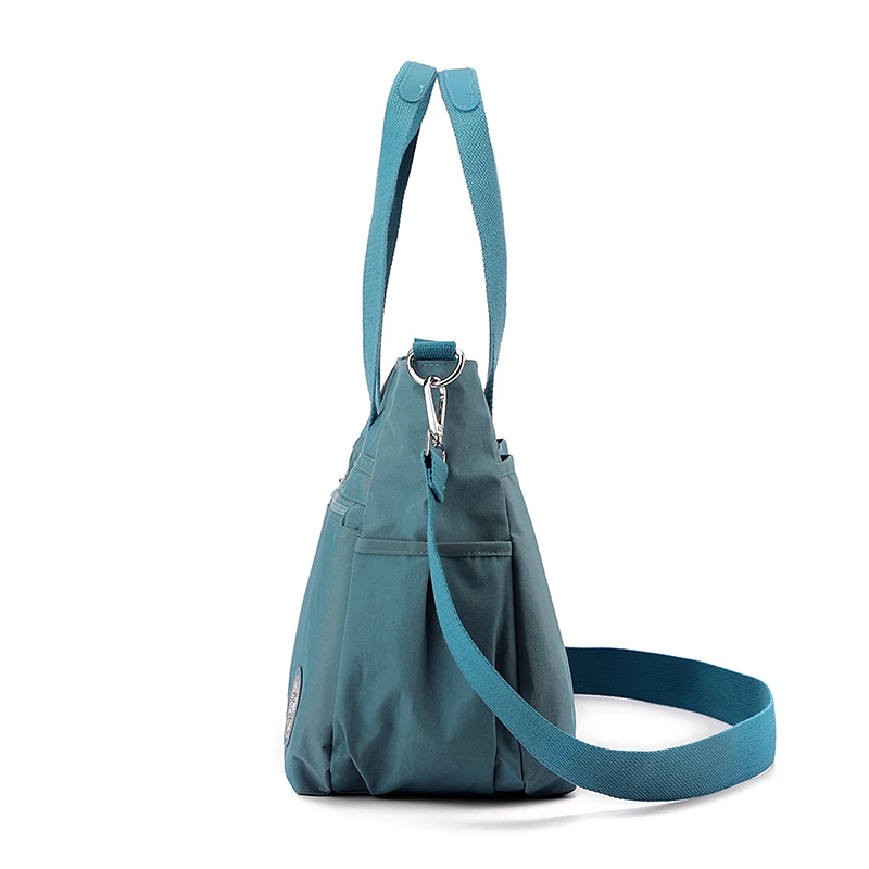 Schicke Damen Nylon Umhängetasche mit Verstellbarem Riemen Reißverschluss Vielseitige Einfarbige Schultertasche für den Alltag – Detail 6