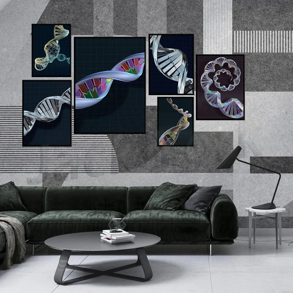 Spiral DNA Print Explores Man's Cosmic Connection to the Universe, Colorful DNA Art,  Sci-Fi Genome, DNA Science Poster