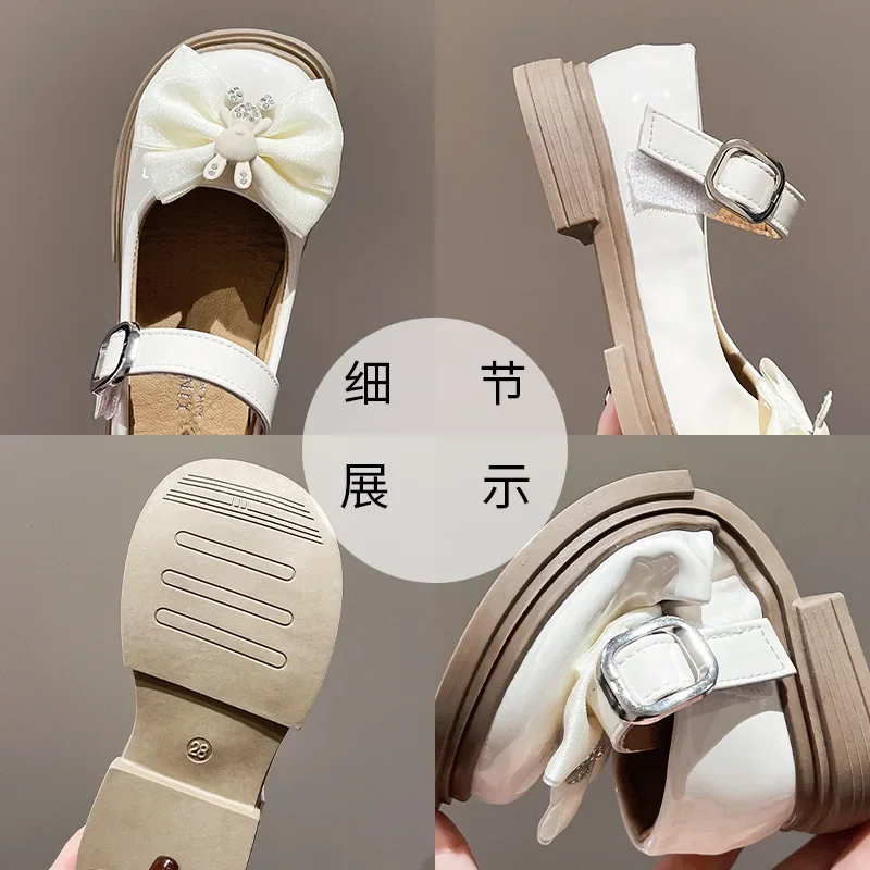 جديد الأميرة أحذية الأطفال المسطحة لفتاة ماري جين المتسكعون أحذية رياضية أطفال أحذية الحفلات طالب موضة الكرتون القوس حذاء من الجلد #4