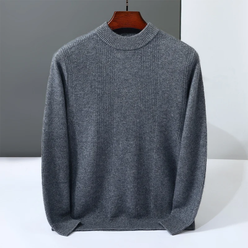 

Men's Mock Neck 100%Goat Cashmere Sweater Men's Autumn/Winter Thickened Large Size Sweater Loose Warm Top Casual Men's Jumper