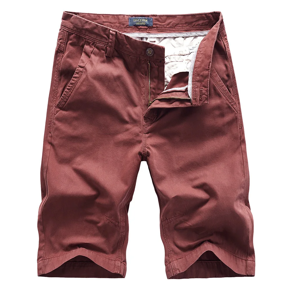 Pantalones cortos de verano para hombre, Bermudas rectas 100% de algodón, pantalones cortos informales rojos y azules para hombre, pantalones deportivos de media longitud, pantalones de trabajo 2026