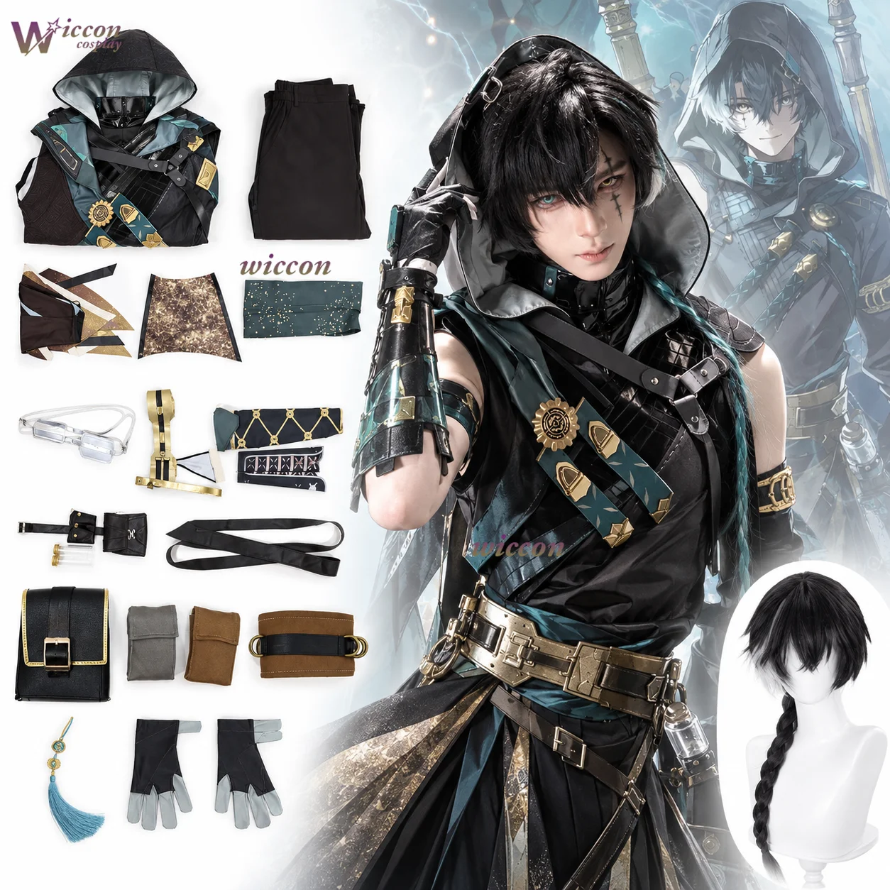 Men Accessories Set - Costume cosplay MoeMimic Game Wuwa Jingran,