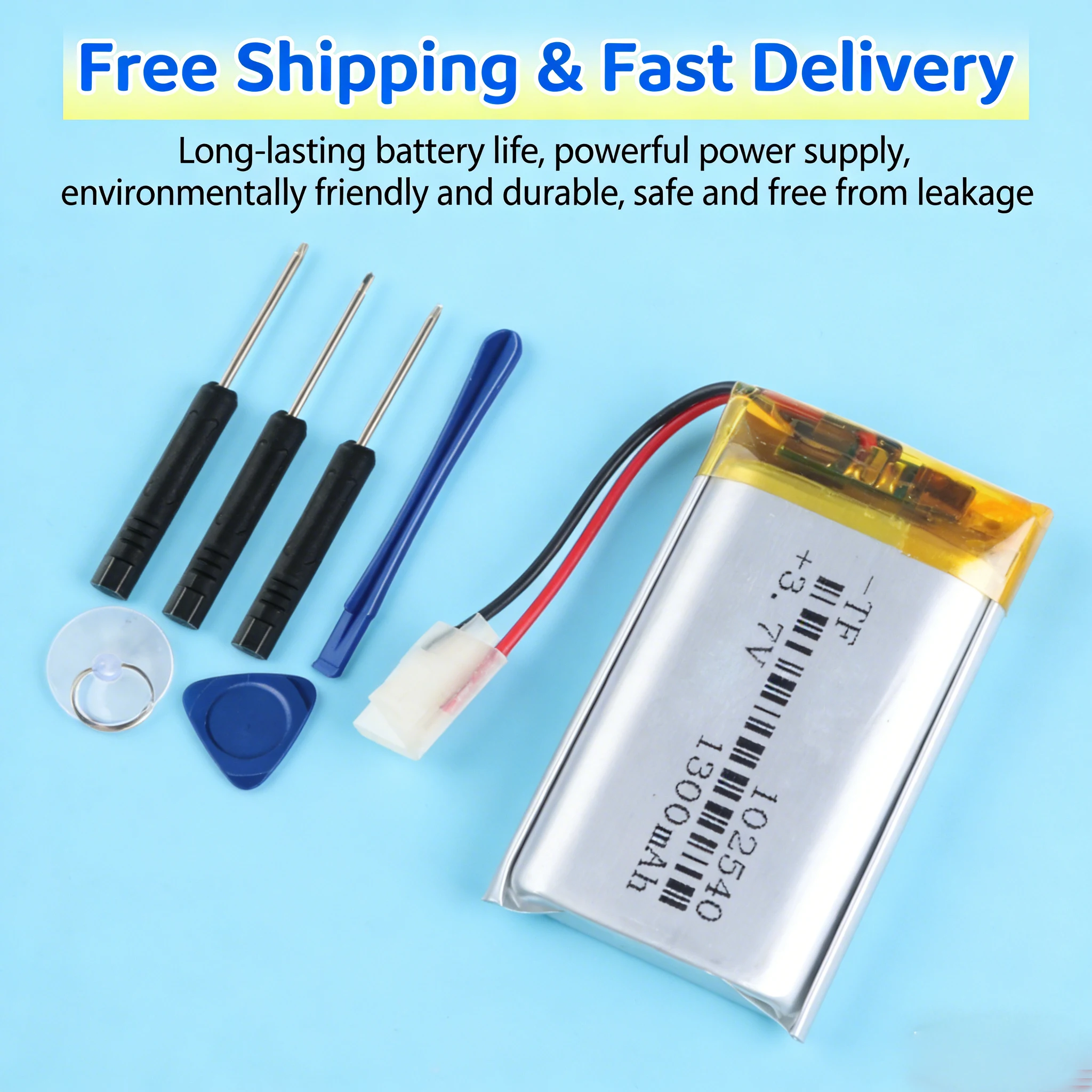 

102540 3.7V 1300mAh Lipo Battery Replacement Cell Lithium Polymer for Power Bank GPS Dash Cam Electronic Toys MP4