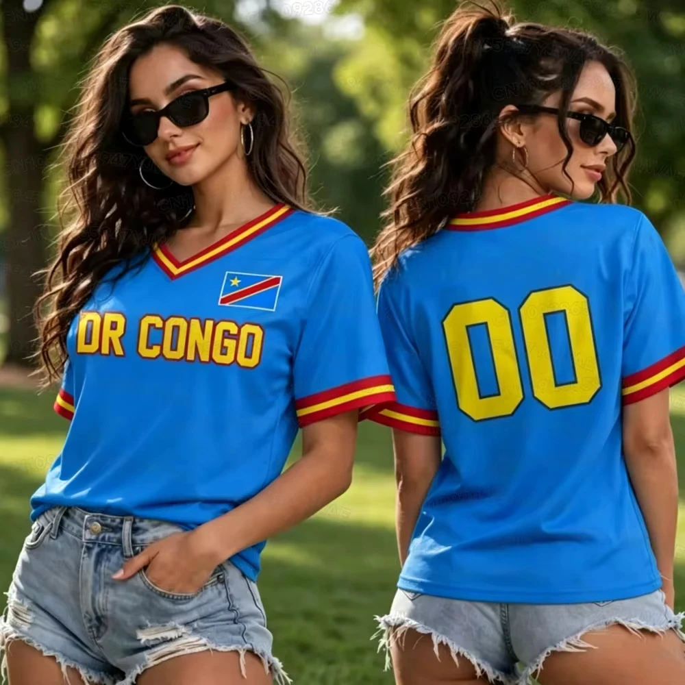 2026 new Congolese print men's and women's multi-purpose casual short-sleeved sports Children's men's and women's sports T-shirt
