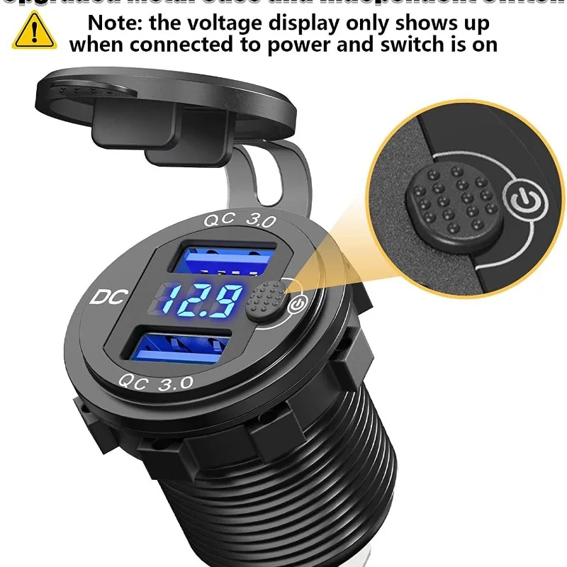 아마존 베스트셀러 듀얼 USB 차량용 충전기, 실시간 전압 모니터링을 위한 디지털 디스플레이 및 스위치
