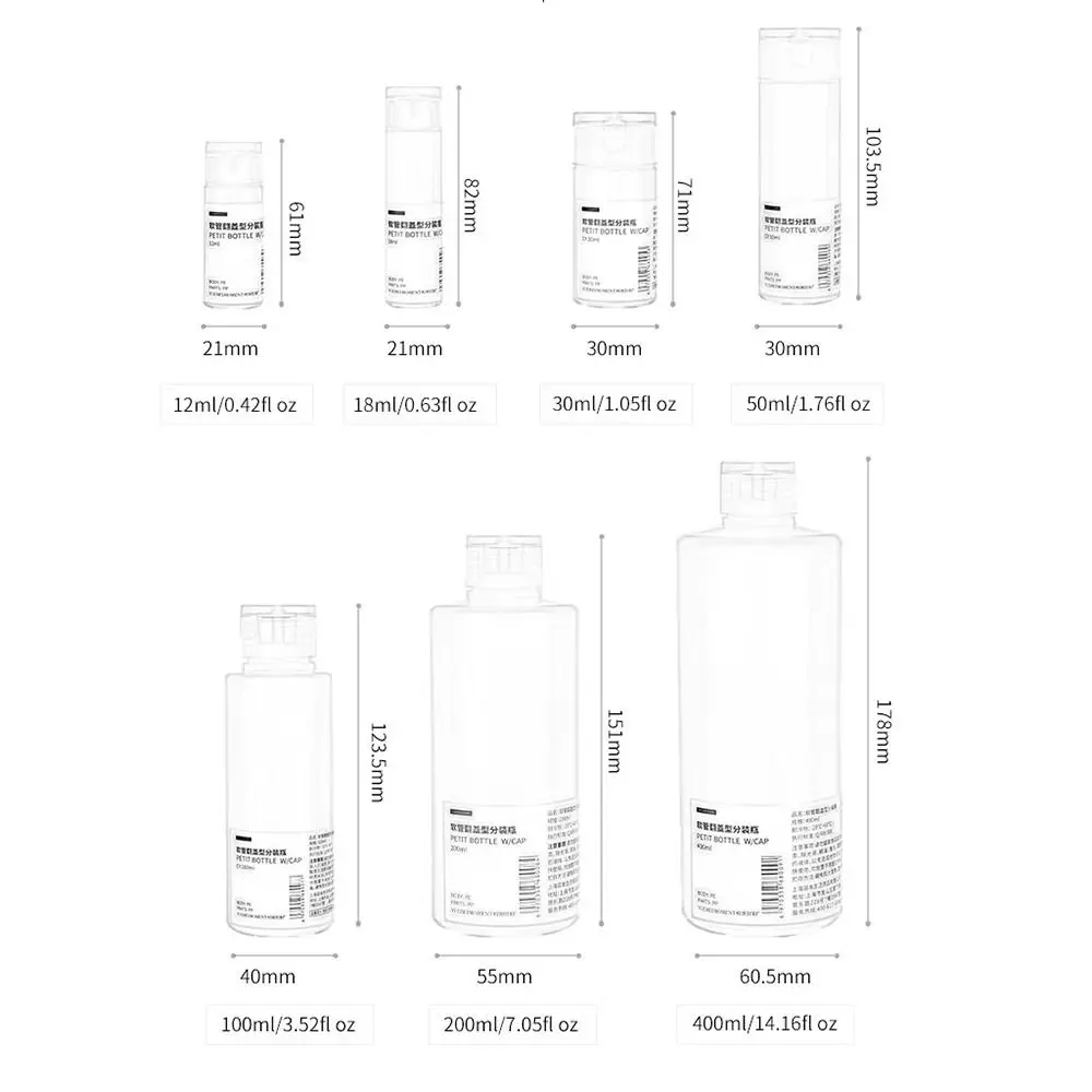 30/50/100/200/400ml Flip-top Squeeze Bottle Refillable Lotion Container Cosmetic Lotion Shower Gel Bottle Portable Empty Bottles