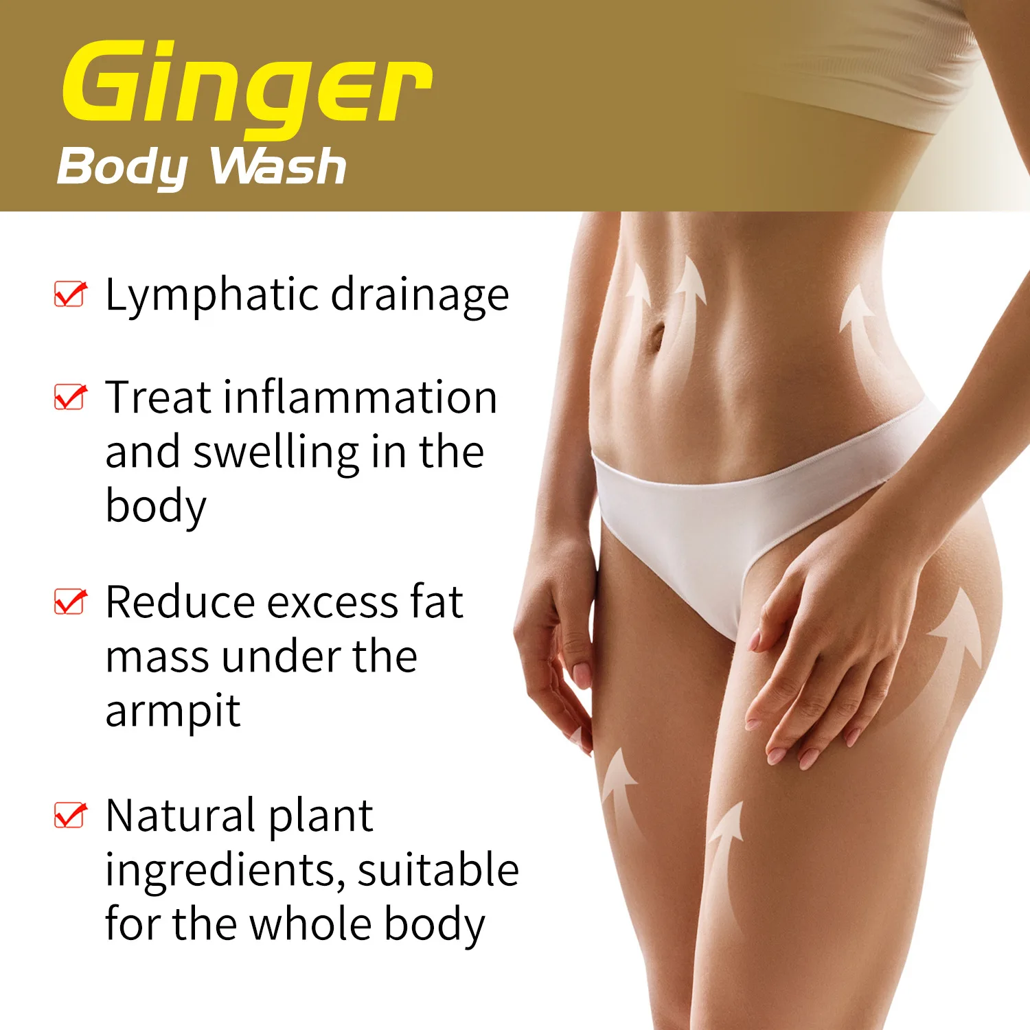 Ginger Body Wash Fat Reducing Body Wash & Natural Plant Ingredients &  Reduces Excess Cellulite & Moisturize