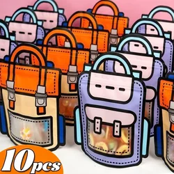 Bolsa Escolar con forma de dibujos animados, Bolso de Plástico con cremallera para embalaje de regalo, suministros de decoración para fiestas de cumpleaños, 10/1 piezas