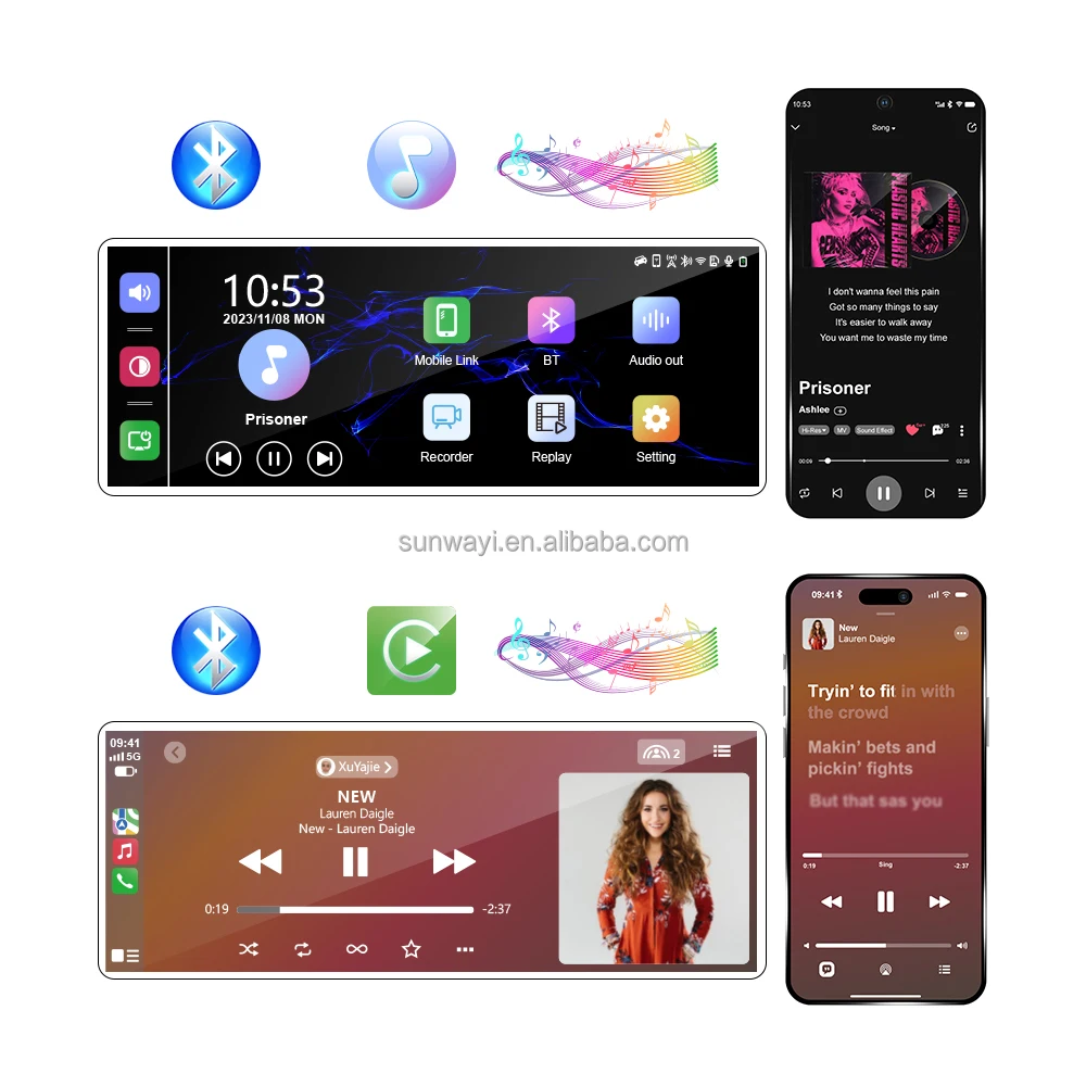 Universal Portable Car Screen 10.26 Inch Wireless Carplay Screen High Quality Multimedia Player for Car Video Recorder DASH CAM