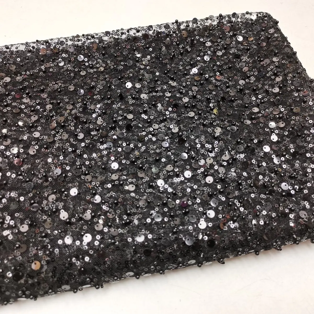 Pearl Sequins Embroidery Mesh Fabric Scattered Bead Accent Cloth Wedding Gown Veil Skirt Handmade DIY Sewing Fabric By The Yard