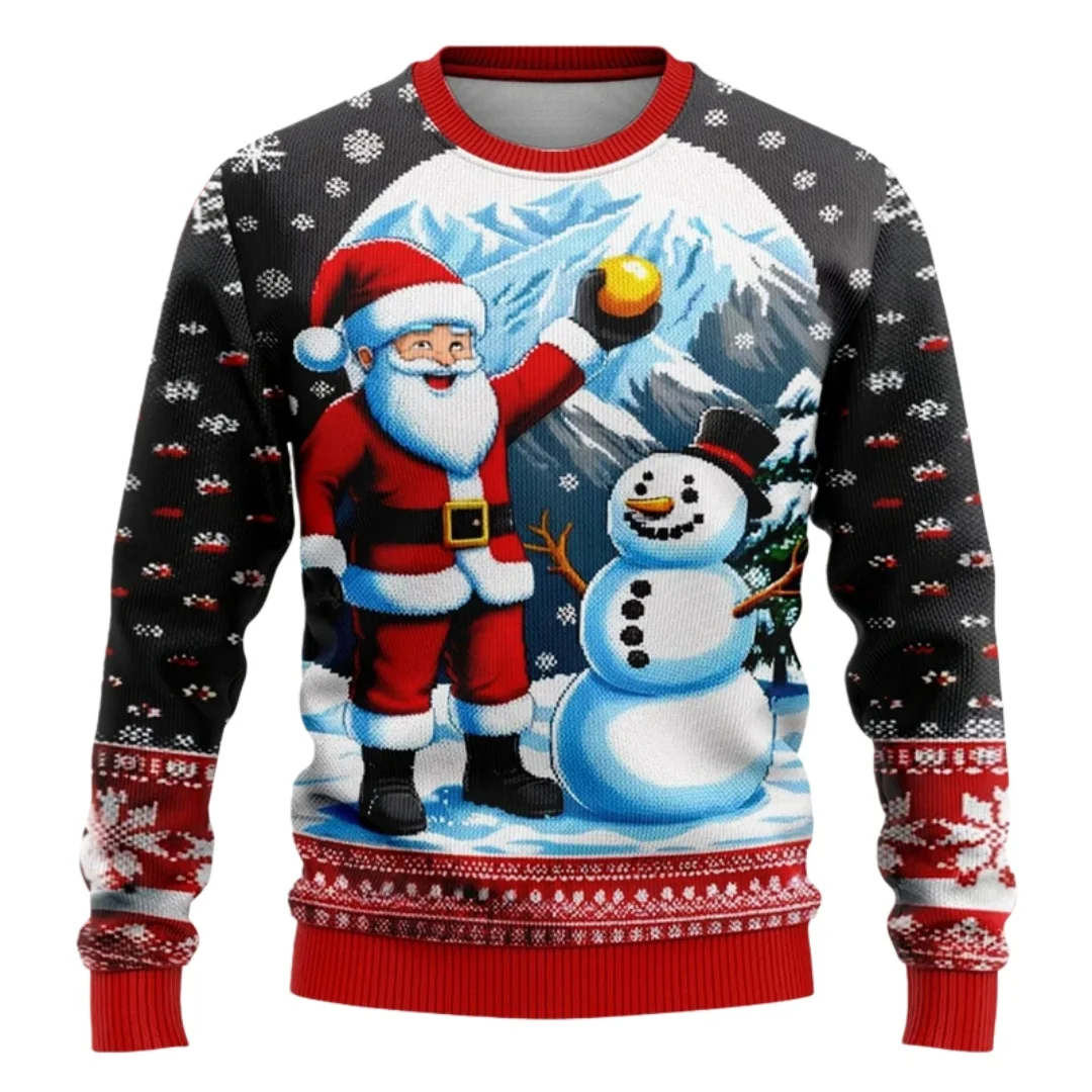 

Cute Santa Claus Cartoon Ugly Sweatshirt 3D Print Pullovers Casual Funny Long Sleeves Unisex Christmas Clothing Xmas Gift Tops