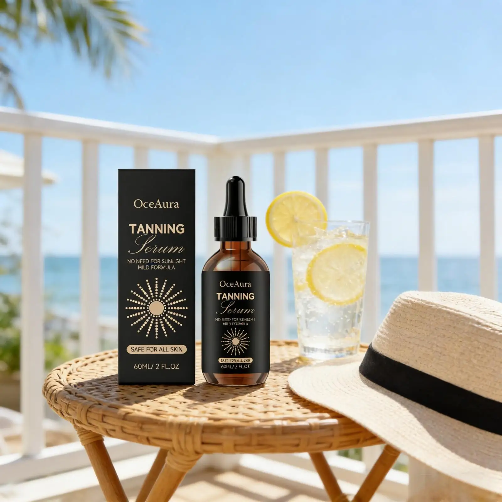 OceAura Tanning Serum Tanning Accelerator Bronze Glow Skin Care Sunless Tanning Products for Face and Body Self-Tanning Drops