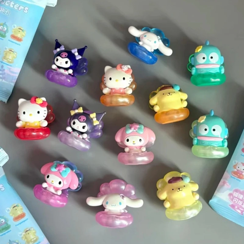 Sanrio Hello Kitty Cartoon Pearlescent Shell Series Blind Box Luminous Night Desktop Ornament My Melody Room Decoration Toys