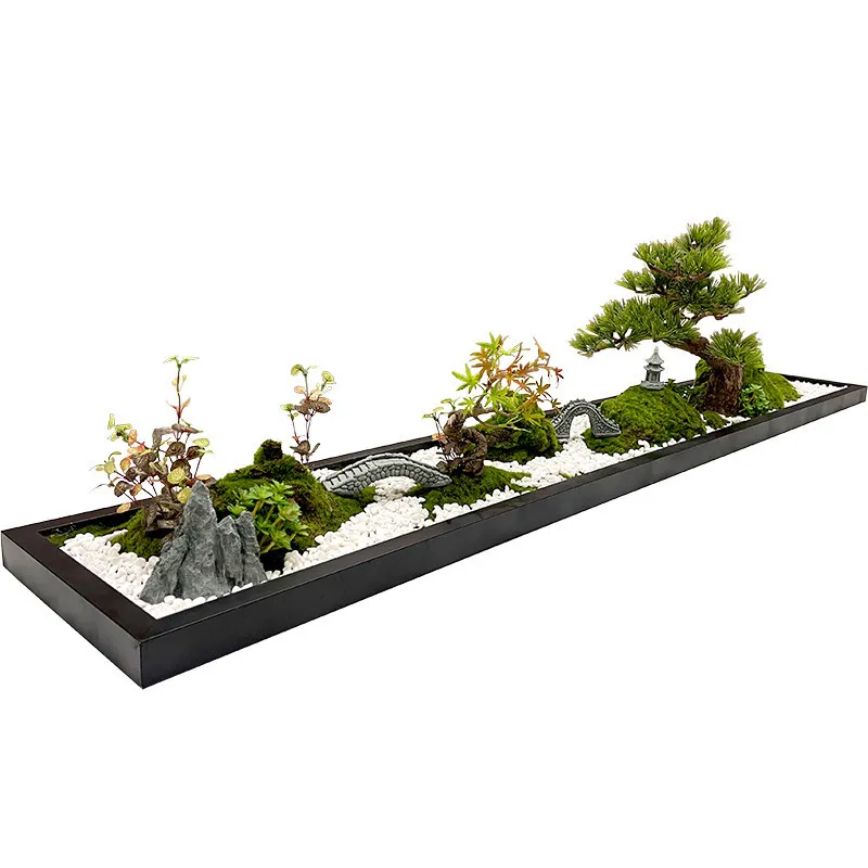 Conference table Micro landscape long table Welcome pine ornament decoration fake plant entrance green plant landscaping flower