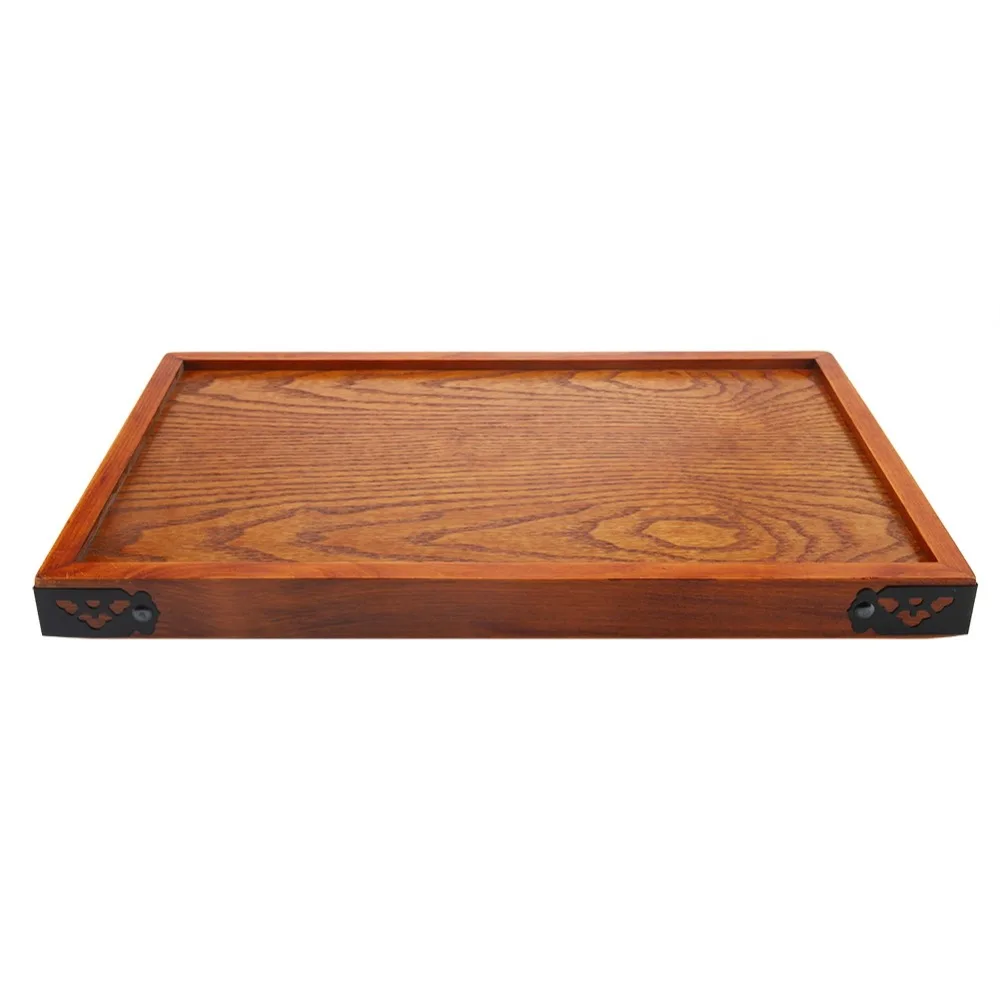 

Wooden Wood Serving Tray Rectangular Shape With Handle Tea Serving Tray Orchid Pattern Brown Wooden Breakfast Tray Tea Serving