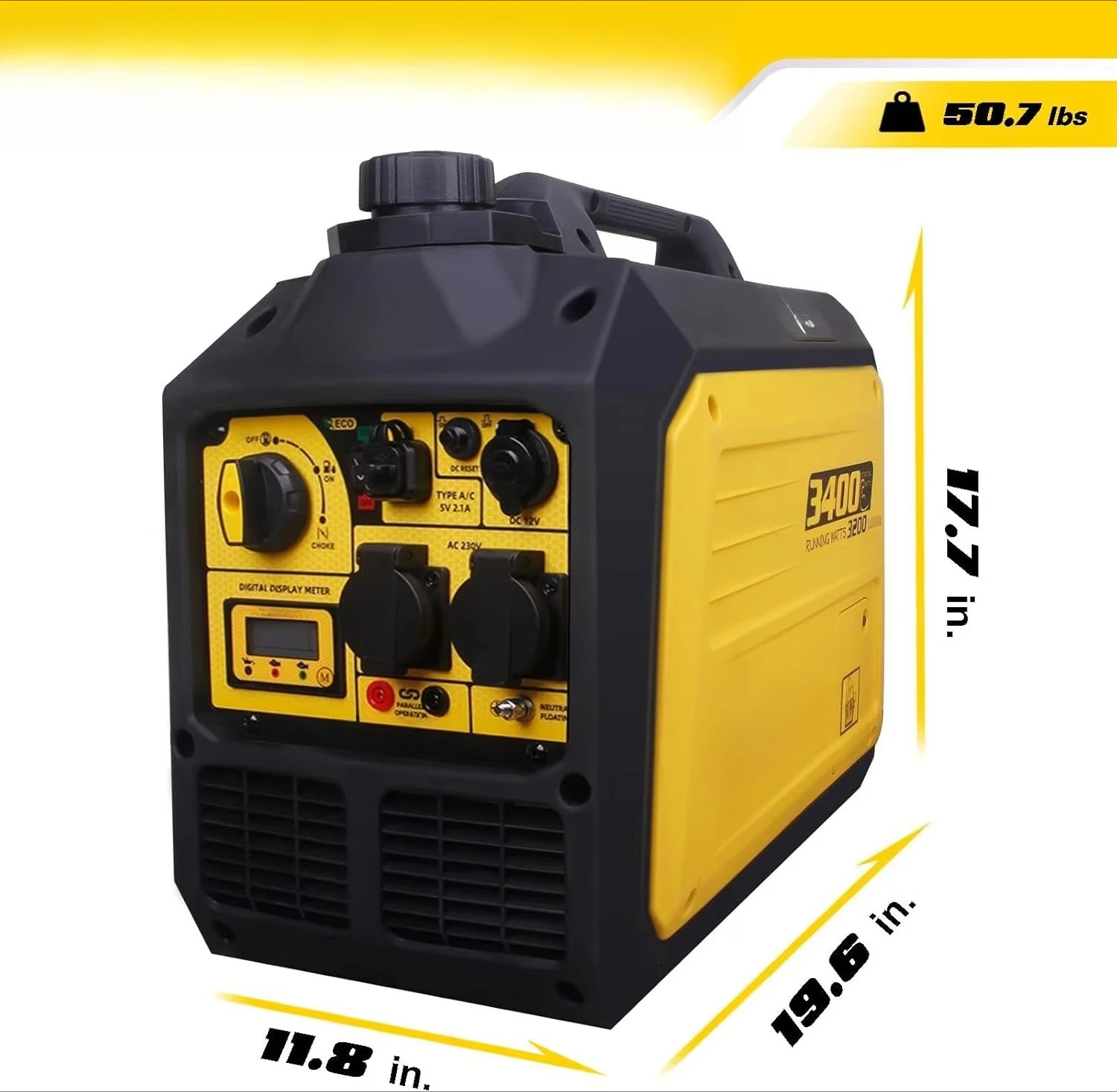 Aceup Energy Generador inversor portátil silencioso de 3400 vatios alimentado por gasolina con certificación CE para el hogar Camping RV EURO-V refrigerado por aire