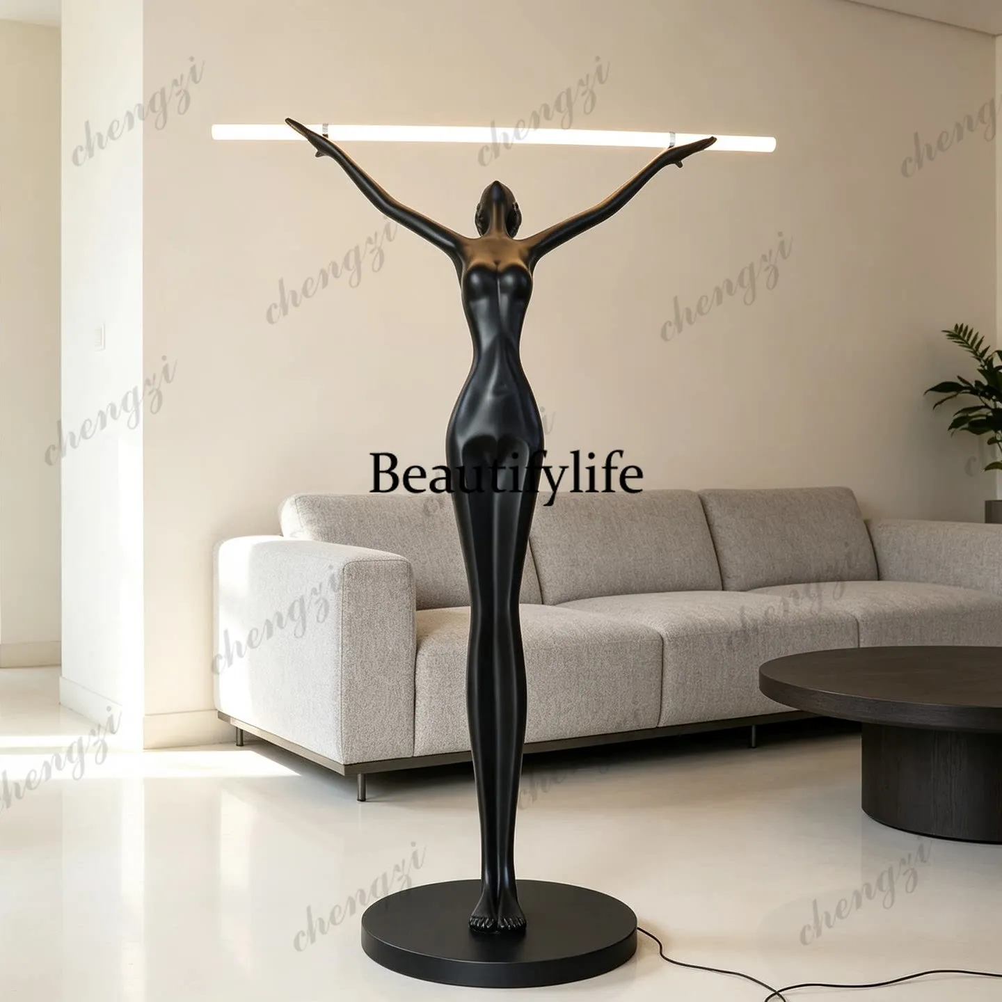 Living room floor lamp sculpture creative art looking to the future abstract figure hotel entrance floor decoration