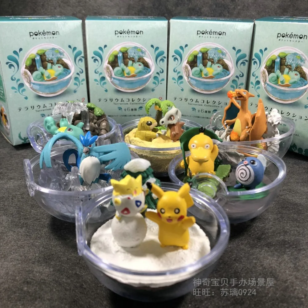 

Коллекция Re-Ment Pokemon Terrarium 2: Слепая коробка-сюрприз с Покеболом, аниме-фигурки Пикачу, Чаризарда, Сквиртла, игрушки-капсулы, украшение для стола