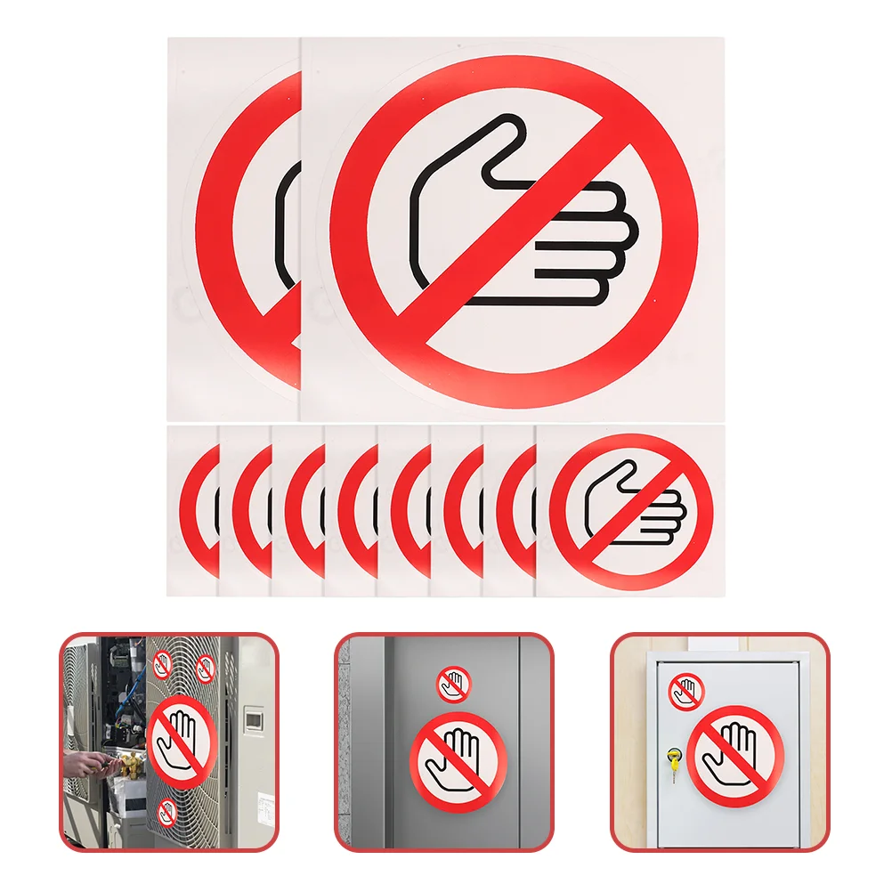 10 Pcs Round Stickers Safety Labels Not Touch Warning Decals Caution Do Don't Baby