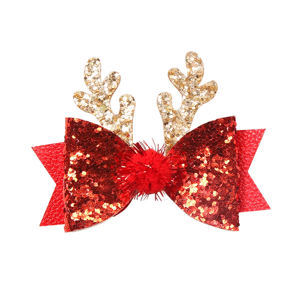 4pcs Cute Christmas Antlers Sequin Bow Hairpins - Perfect Gift for Baby Girls Hairpin Barrettes Headwear Kids Hair Accessories