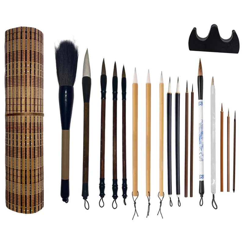 

19Pcs Chinese Calligraphy Brushes Painting Writing Brushes Watercolor Brushes Set Kanji Japanese Sumi Watercolor Brushes Durable