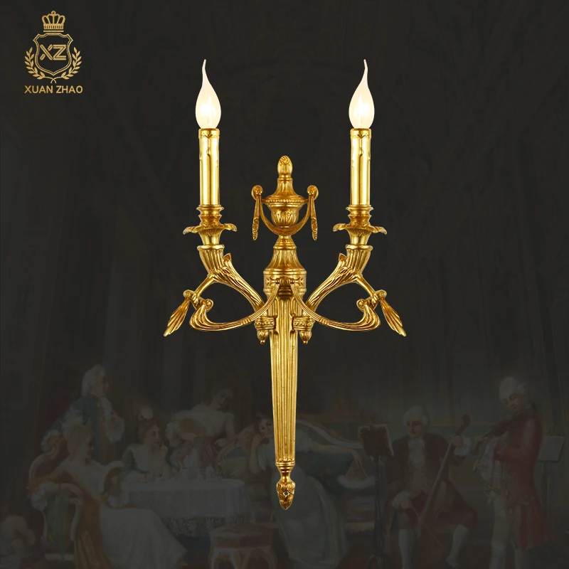 Baroque Style Classical Brass Wall Lamps Led Candle Holder Light Retro Wall Light Indoor Living Room Bedroom Bedside