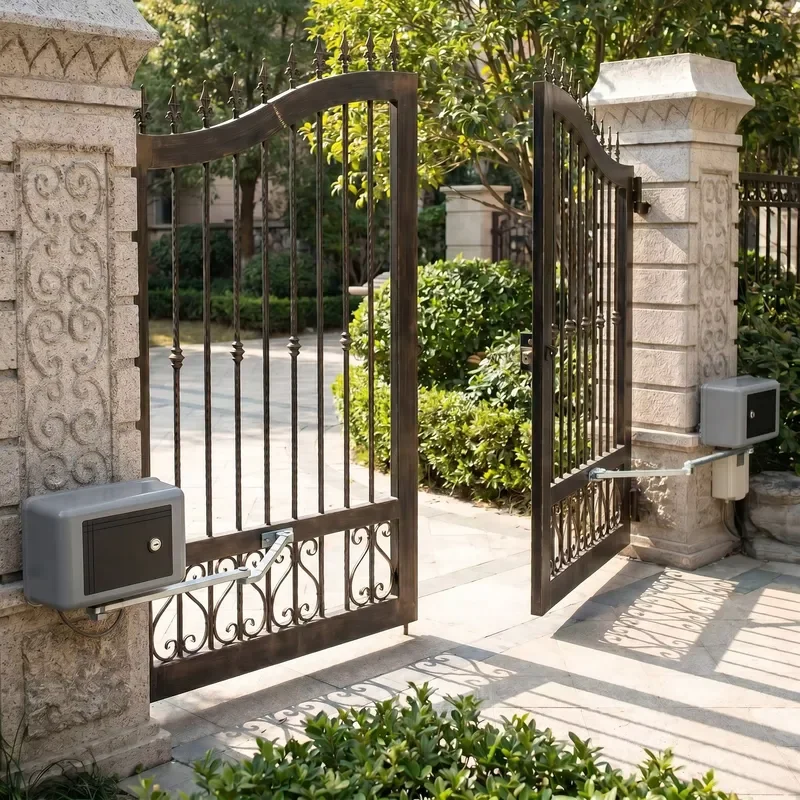 DCK25 Dual Articulated Arm Swing Gate Opener Kit Automatic Gate Motor System Reliable Door Operators Residential Driveway