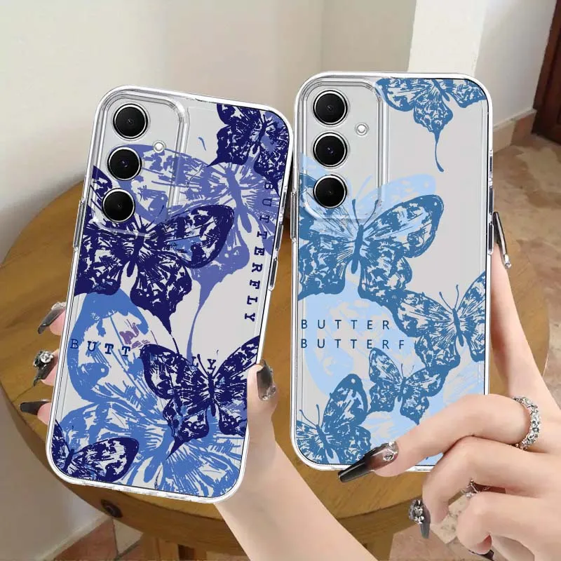 

Blue Butterfly Pattern For Samsung Galaxy A54 A35 A33 A32 A31 A30 A30s A25 A23 A22 A21s M23 M13 M12 F12 Phone Case