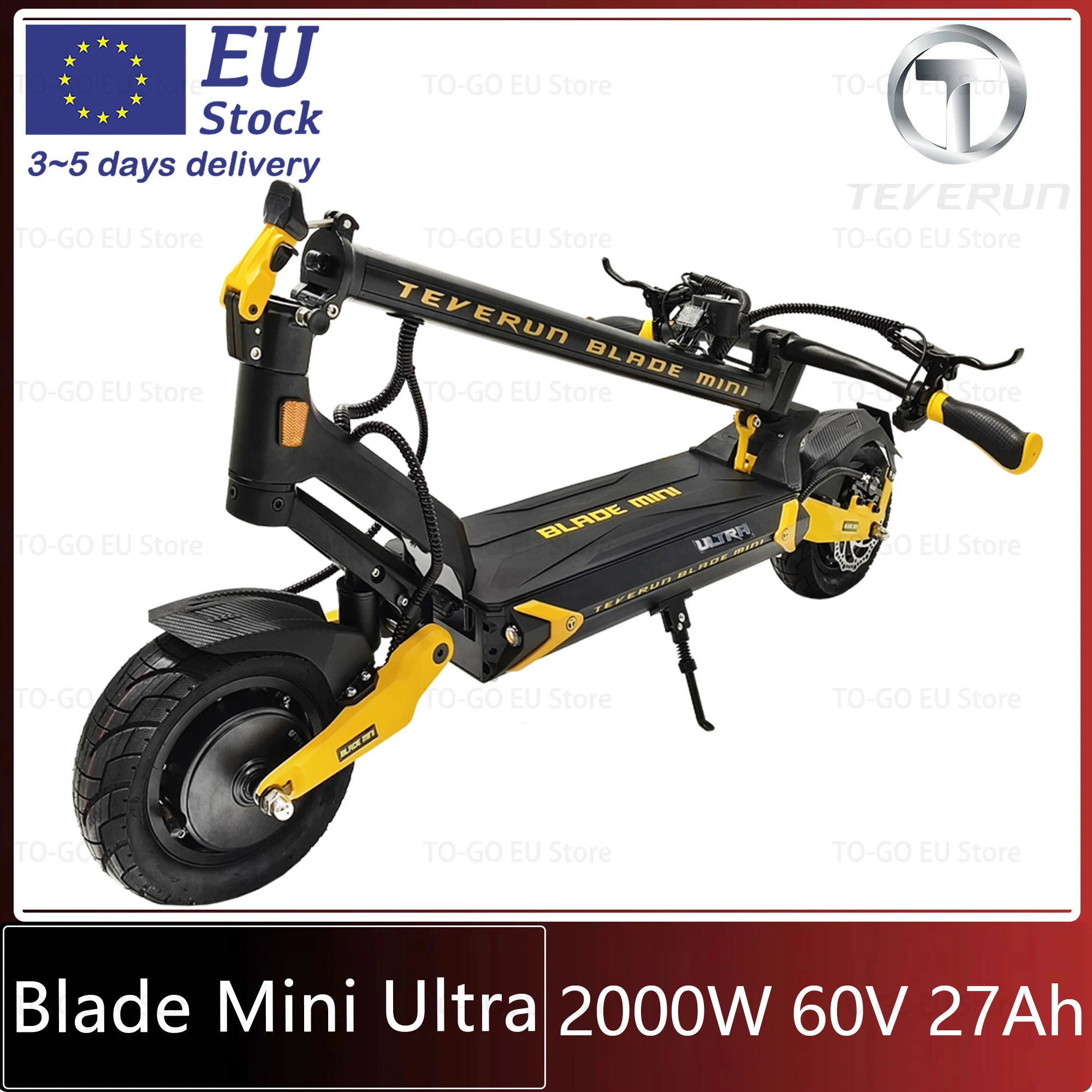 TEVERUN Blade MINI Ultra 1000W*2 Dual Motor 60V 27Ah Battery Build-in LED Display NFC Card 10inch Tubeless Range 100km Scooter