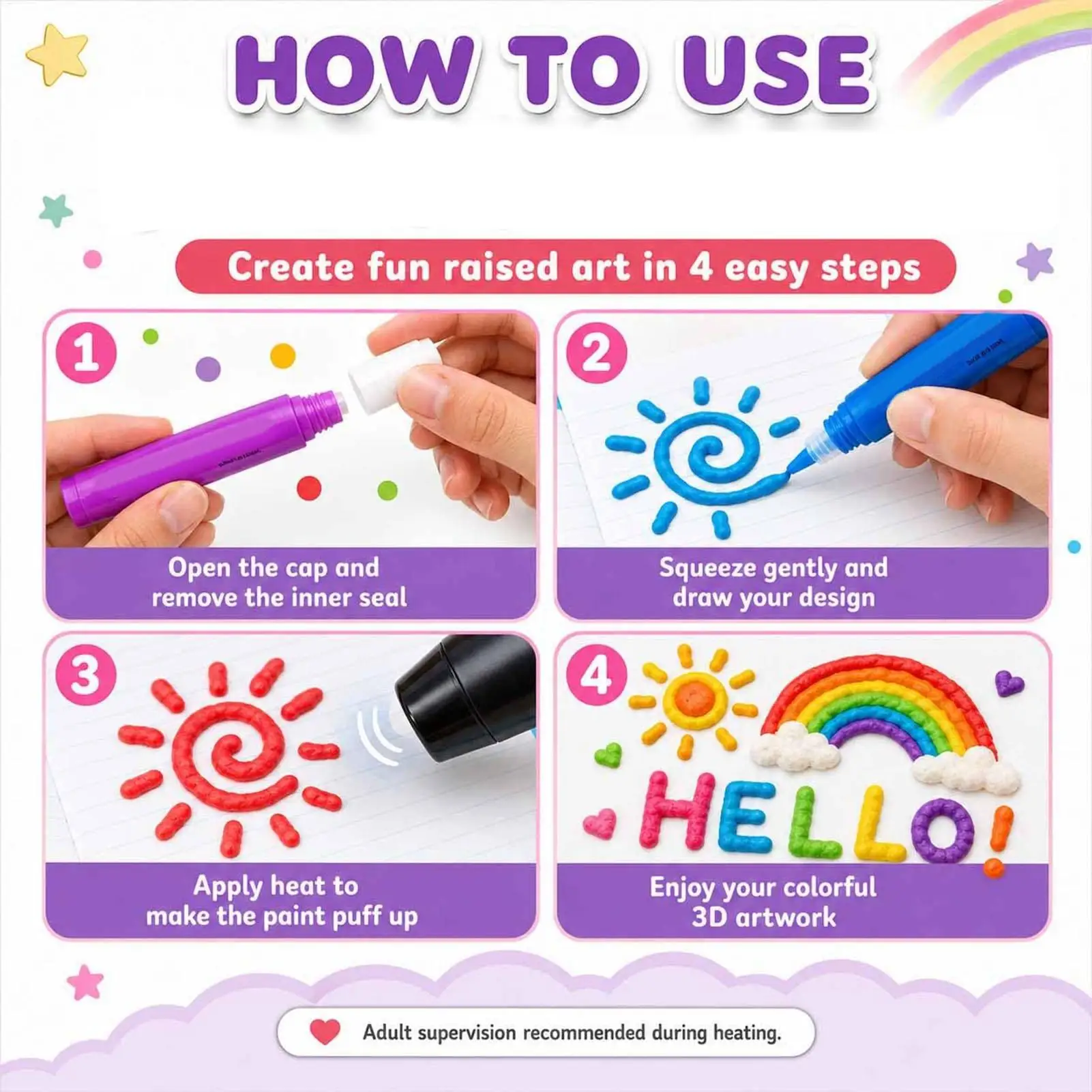 DIY Bubble Popcorn Drawing Pens 3D Magic Puffy Effect Drawing Pens Safe Pen Greeting Birthday Cards Handmade Kids Gifts view 6