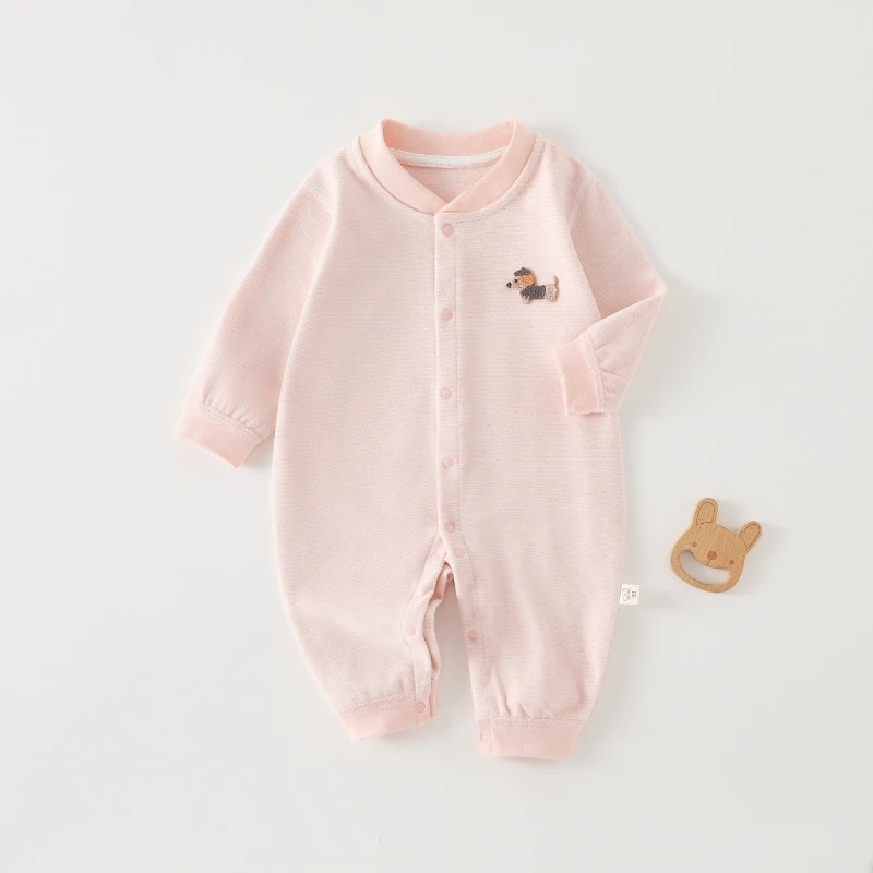 Unisex Baby Long-Sleeve Romper for Spring & Fall Cute Cartoon Dog Pattern Onesie Infant Base Layer & Christmas Outing Bodysuit
