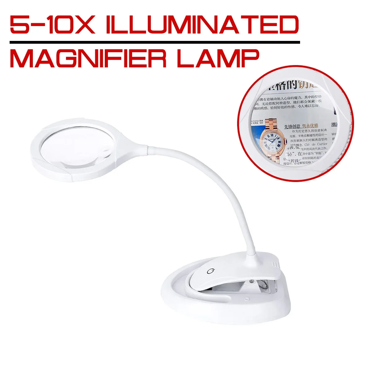 Foldable Magnifier Illuminated Lamp LED Handheld Magnifier 5-10X Reading Magnifying Glass Lens Loupe With 15 LED Lights