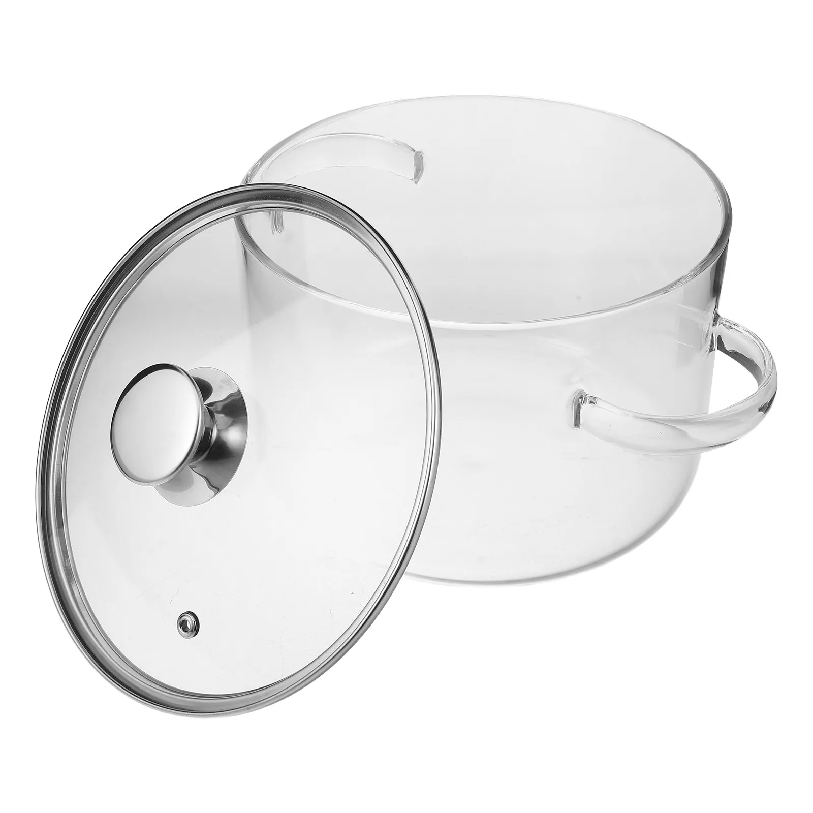 

3.5L Borosilicate Glass Stew Pot with Lid Double Handles Transparent Heat Resistant Stovetop Simmer Pot for Electric Cooktop